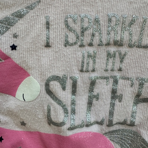 Carter’s 2T Girls Pink I Sparkle in My Sleep Unicorn Long Sleeve Pajama Top - Picture 3 of 5